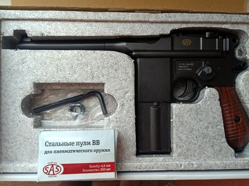 Пневматичний пістолет SAS Mauser M712 Blowback + дерев'яна кобура-приклад